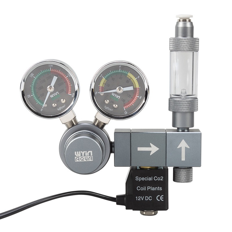Glass Co2 Drop Checker - Akvaryum CO2 Regülatörü Çift Göstergeli Solenoid